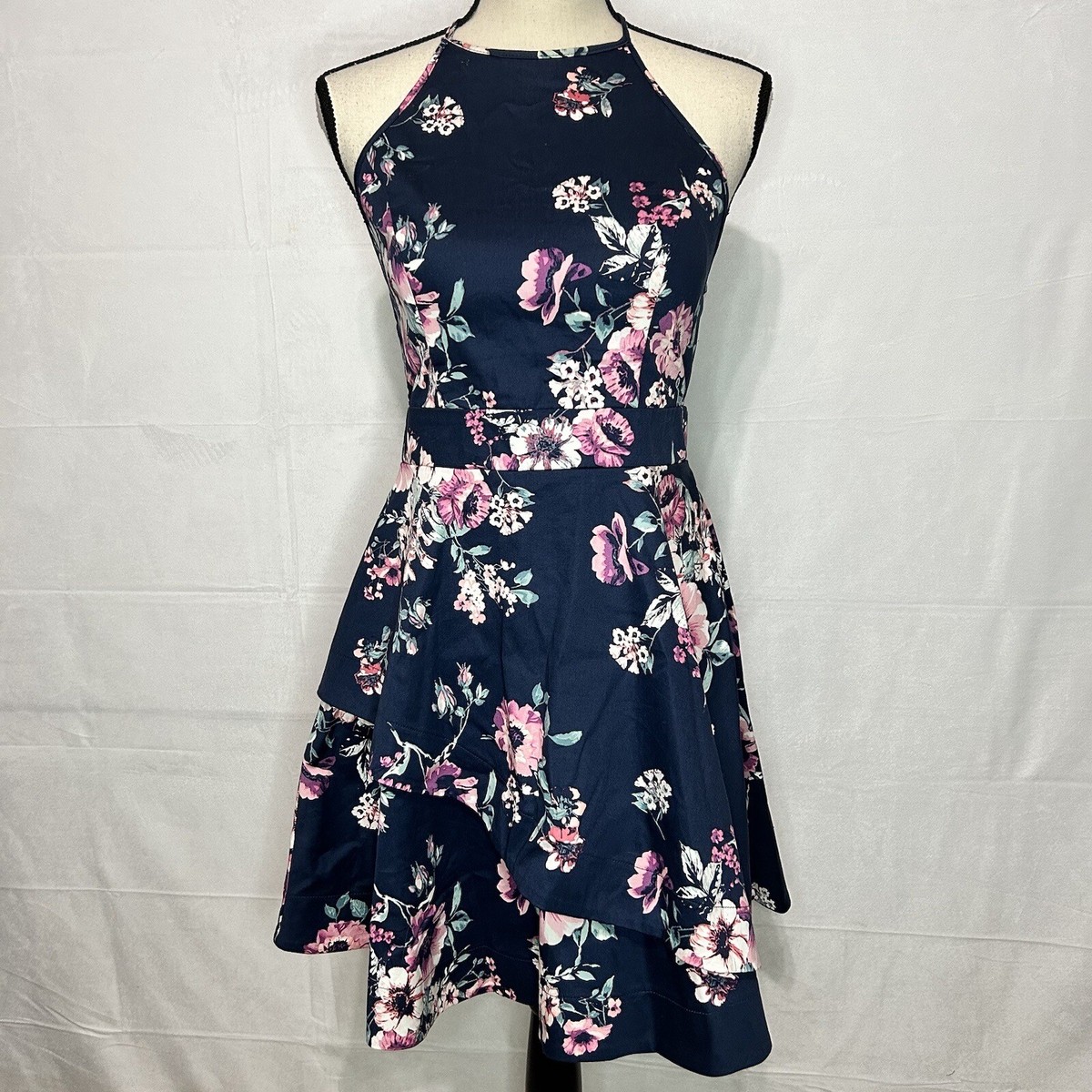 navy floral skater dress Speechless Navy Juniors Floral Skater Dress Halter Neck Stretch Size 9 NWT  NEW