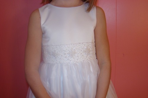 US Angels First Communion Dress White #172C Organza Bow Satin Bodice Beaded - Picture 2 of 3