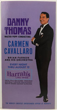 Danny Thomas & Carmen Cavallaro at Harrah's Tahoe Advertising Postcard Aug 1970