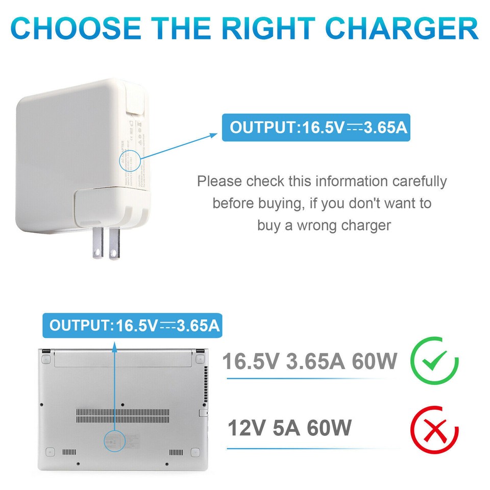 Chargeur MacBook 60W T-Tip - Compatible MacBook Air/Pro 11-13" 2012-2018 (A1425, A1435, A1502, A1465)