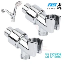 2PCS Universal Shower Head Holder Arm Mounted Adjustable Screw On Bracket Silver