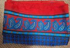 Sarah Coventry Paisley Scarf 30x30 inches Royal Blue  Red Elegant Patriotic