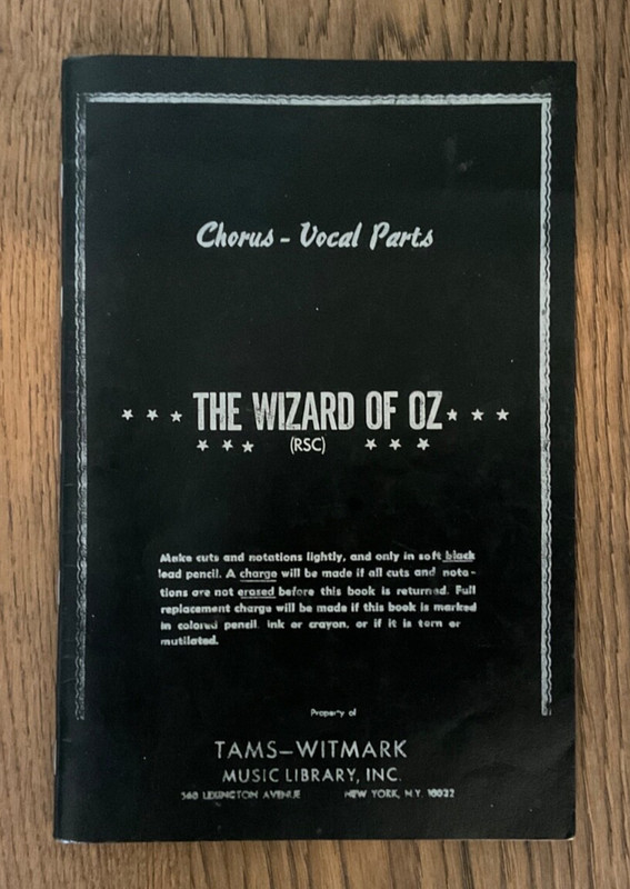 The Wizard of Oz Chorus - Vocal Parts TAMS-WITMARK Music Library Inc.Soft Cover