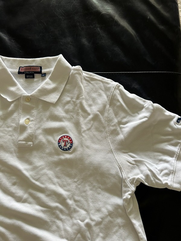 Vineyard Vines Mens White Texas Rangers Short Sleeve Polo Shirt Size Large