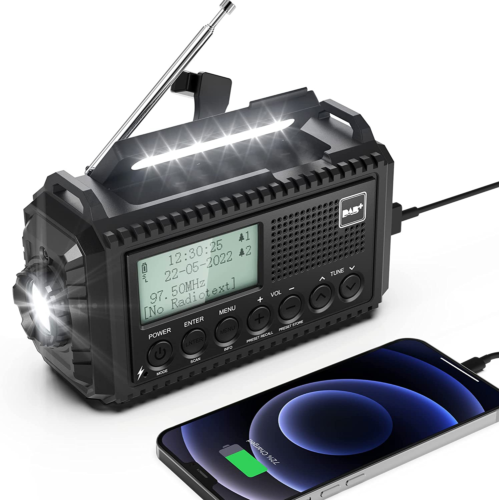 Kurbelradio DAB/UKW, Tragbare Solar Radio Mit LED Taschenlampe & Leselicht, DAB+ - Bild 1 von 12