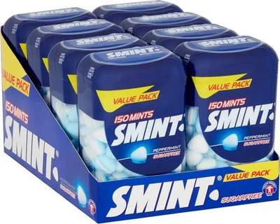 Smint Sugar Free Mints, Peppermint Flavour, Suitable for Vegetarians - 8 x...