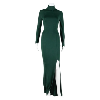 MISTRESS ROCKS Damen Maxikleid Grün Langarm Lang S
