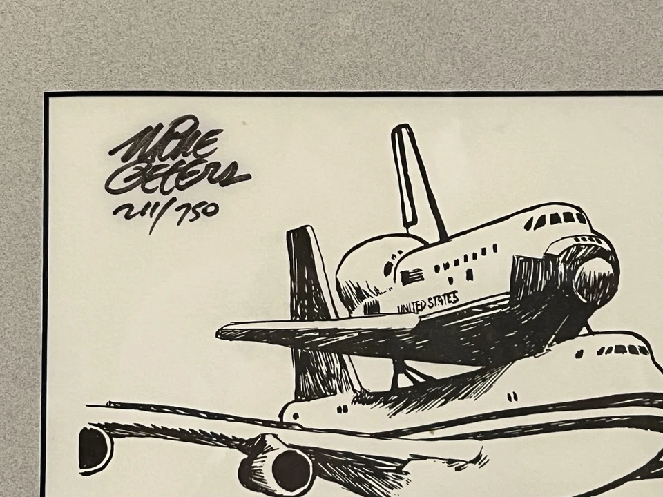 Framed Original Cartoon Strip Signed Mike Peters Numbered Space shuttle Flight - Image 2 of 4