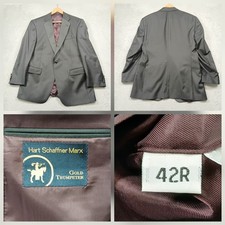 Hart Schaffner Marx Wool Blazer Mens 42R Gray Gold Trumpeter Sport Coat