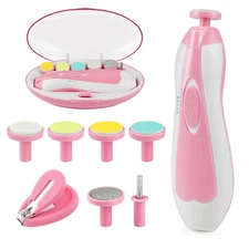 OTTOLIVES Electric Baby Nail Trimmer Set Newborn Toddler Safe Clippers File Pink