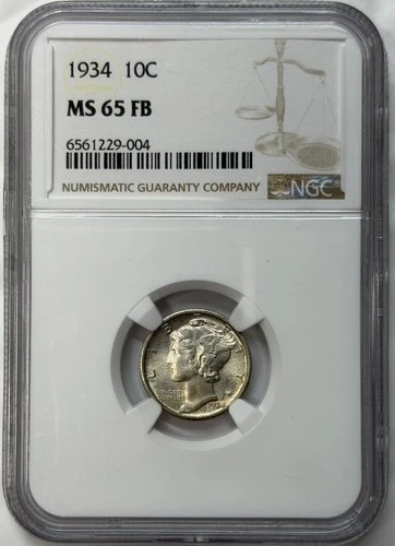 1934 10c Mercury Dime ~ NGC MS65 FB ~ Full Bands!