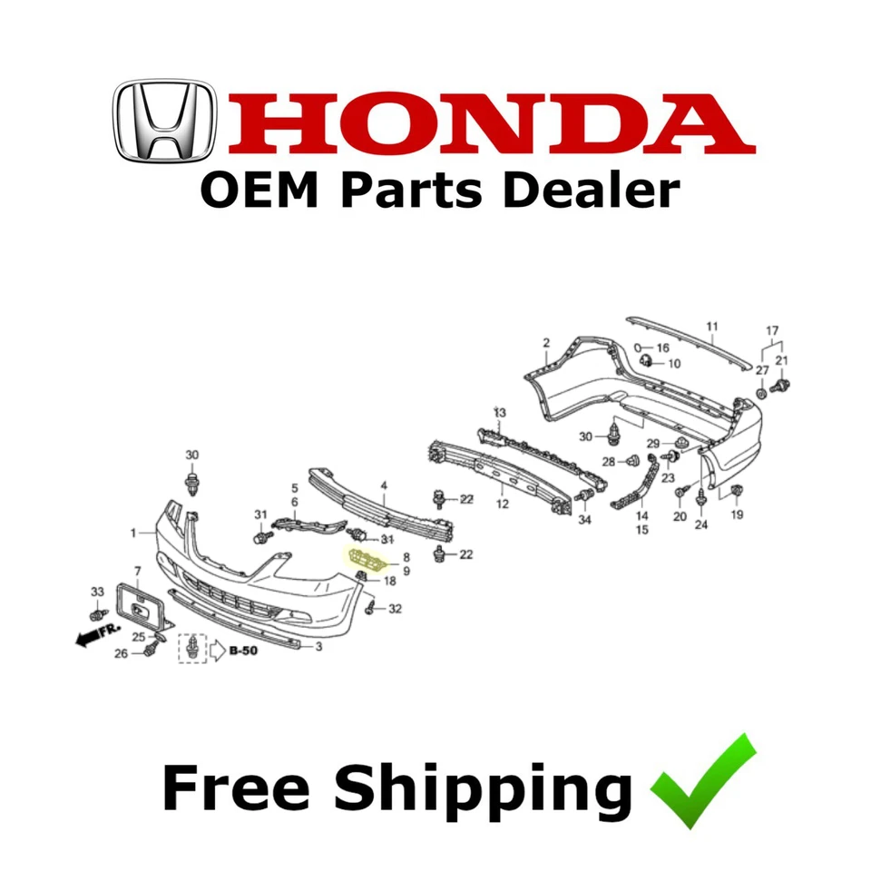 2005-2010 Honda Odyssey передний LH + RH пара бампер прокладка кронштейн новый (оригинальный) - Изображение 3 из 4