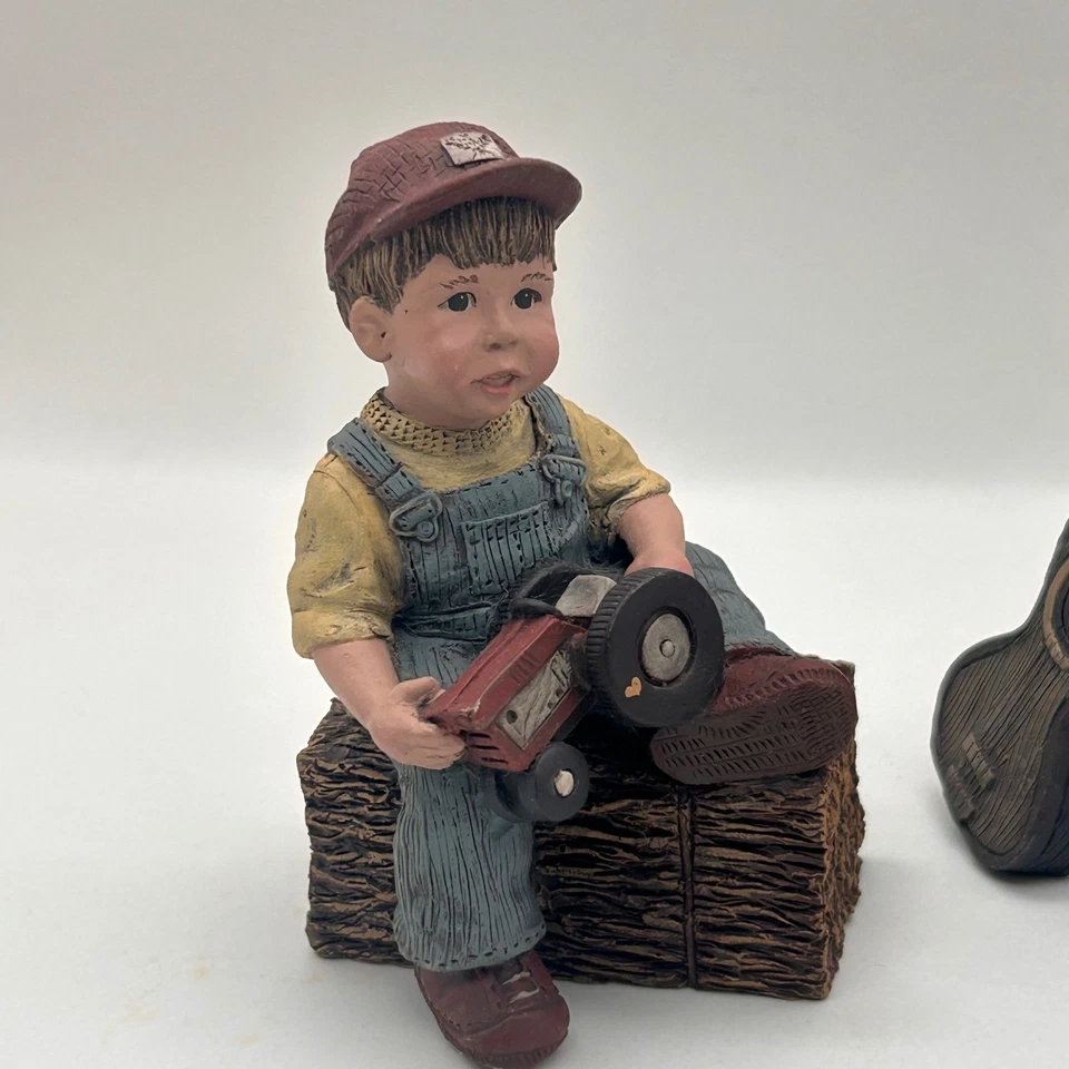 Sarahs Attic Figurines Lot of 3 Boys Cowboy Tractor Fire Truck Collectible - Image 4 of 4