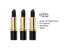 Revlon Super Lustrous Lipstick, 477 Black Cherry, New Sealed Pack Of 3