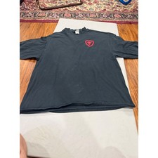 Vintage Mens Cotton Deluxe Mock Neck T-Shirt 2XL Black Red Logo Made in USA