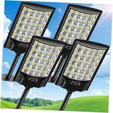 Solar Street Lights Outdoor, 6500K Outside Waterproof LED Street 4 Pack White