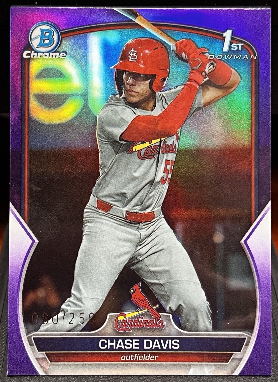 CHASE DAVIS 2023 1st Bowman Draft #BDC-48 Chrome Purple Refractor /250 Cardinals