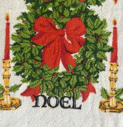 Vintage Noel Weihnachtskranz Feiertag Kanone Fransen Hand Küche Frottee Handtuch 25" - Bild 2 von 5