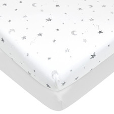 2 Pack Printed 100 Natural Cotton Jersey Knit Fitted Portable/Mini-Crib Sheet,