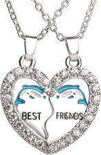 Best Friends Necklace for 2 Girls BFF Half Heart Shaped Necklaces for Women Best