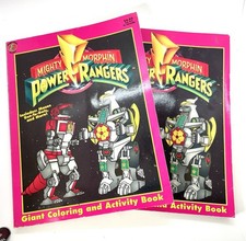 Vintage 1994 Mighty Morphin Power Rangers Jumbo Coloring Activity Books Lot of 2