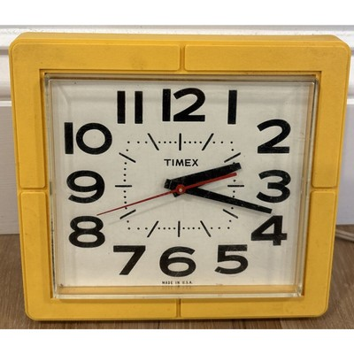 #ad Timex Wall Clock Yellow 6.25x5.75” Model 2203A Vintage Tested amp; Works Made In US $40.00