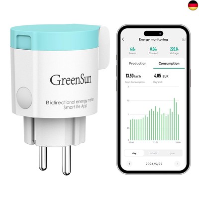 GreenSun Stromzähler für Balkonkraftwerk Wlan Steckdose - Zeitschaltuhr A