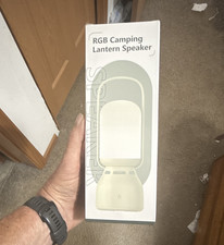 RGB LED Camping Lantern Speaker, Rechargeable Touch Control, White, Cordless