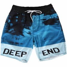 Neff Deep End Polyester Hot Tub Shorts, Men's Large, Blue Print New