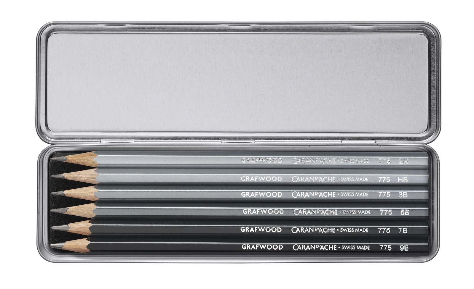 Caran D'ache CREATIVE ART MATERIALS Grafwood 6 Piece Metal Box Set 775.306 NEW