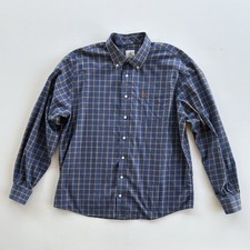 Johnnie-O Hangin  Out Button Up Long Sleeve Plaid Blue Brown Shirt Men  s Size XL