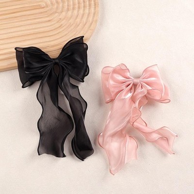 Organza Bow Fluttering Ribbon Hair Clips Women French Fresh Feeling Headdress