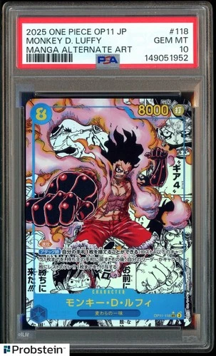 2025 One Piece OP11 Japanese Manga  #118 Monkey D Luffy PSA 10 GEM MINT