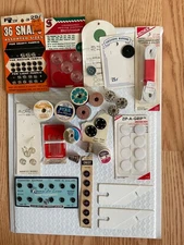 Sewing Notion Lot Needles Bobbins Thread Snaps Zip A Grip Thimbles Point Turner