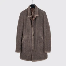 Gimo's Coat Size L Men Gray Wool-Mohair Faux Shearling Fleece Made in Italy