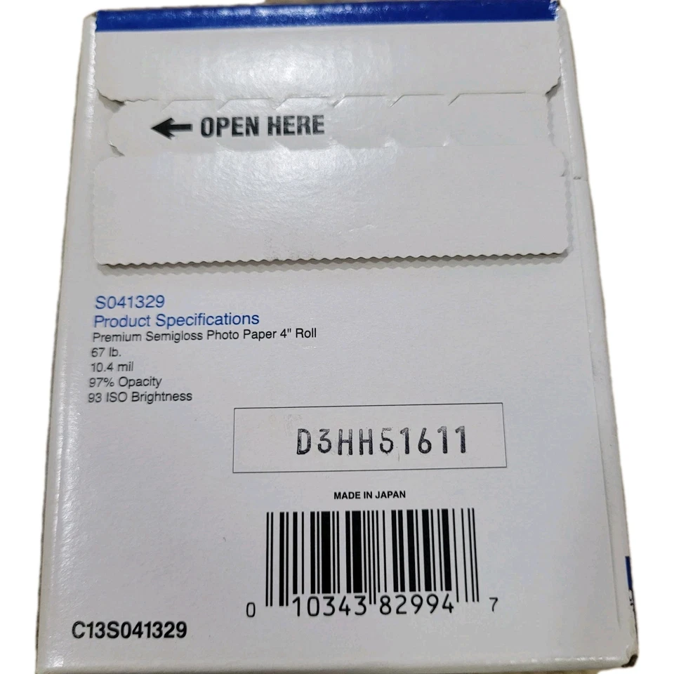 EPSON Premium Semigloss Photo Paper 4" Roll New In Box Never Opened - Image 4 of 4