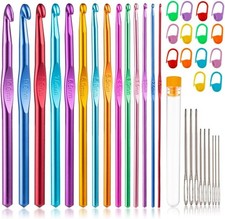 14 Sizes Crochet Hooks Set 2.0  10.0mm, Colorful Metal Crochet Needles