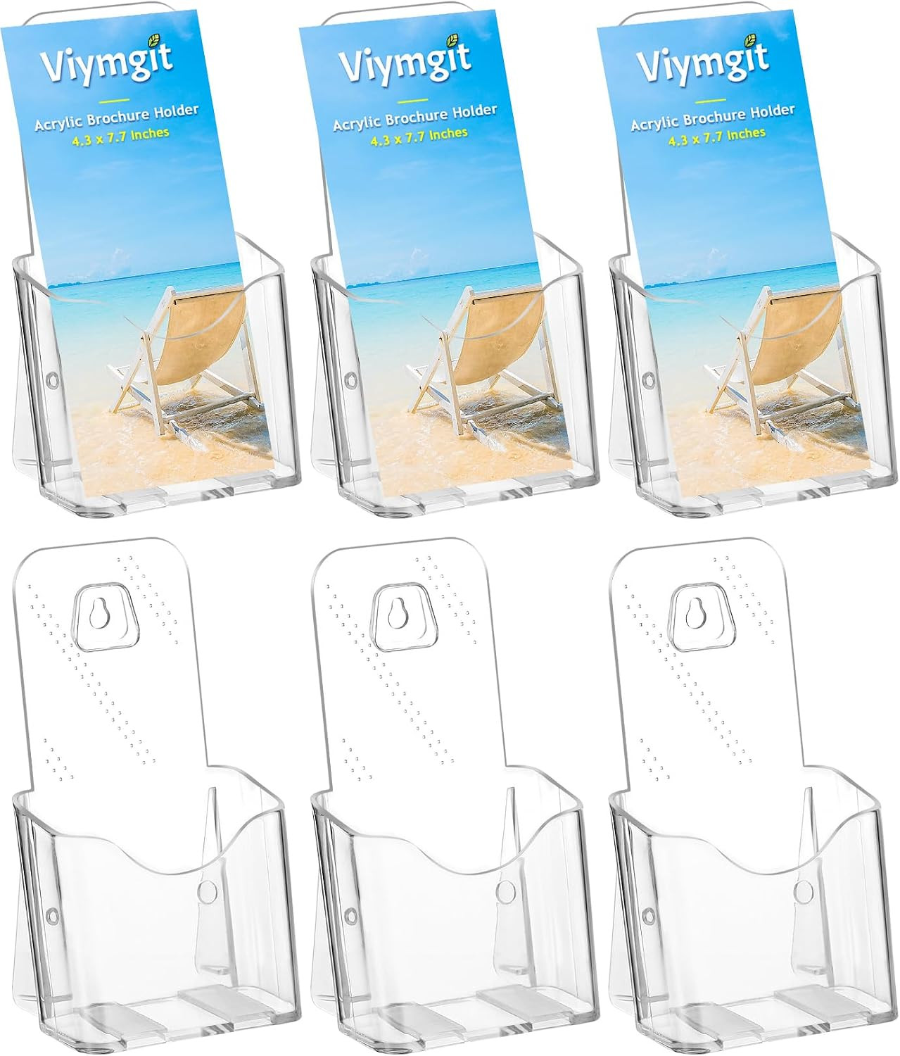 Acrylic Brochure Holder 4 X 9, Clear Pamphlet Holder Display Stand, 2 Pack