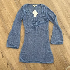 L*Space Palisades Knit Mini Cover-Up Beach Pool Very Periwinkle Size LG NWT