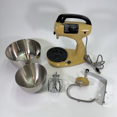 Hamilton Beach Scovill Mixer Vintage Harvest Gold 10 Speed + Accessories Mod 60