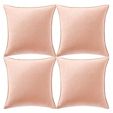  4 Packs Peach Decorative Throw Pillow Covers 18x18 inch, Super Soft Faux 