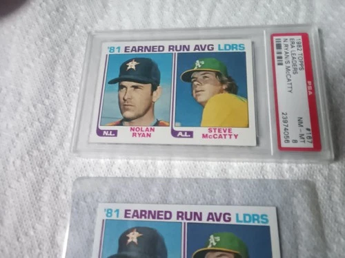 1982 Topps Nolan Ryan ERA Leaders PSA 8 plus 1 ungraded
