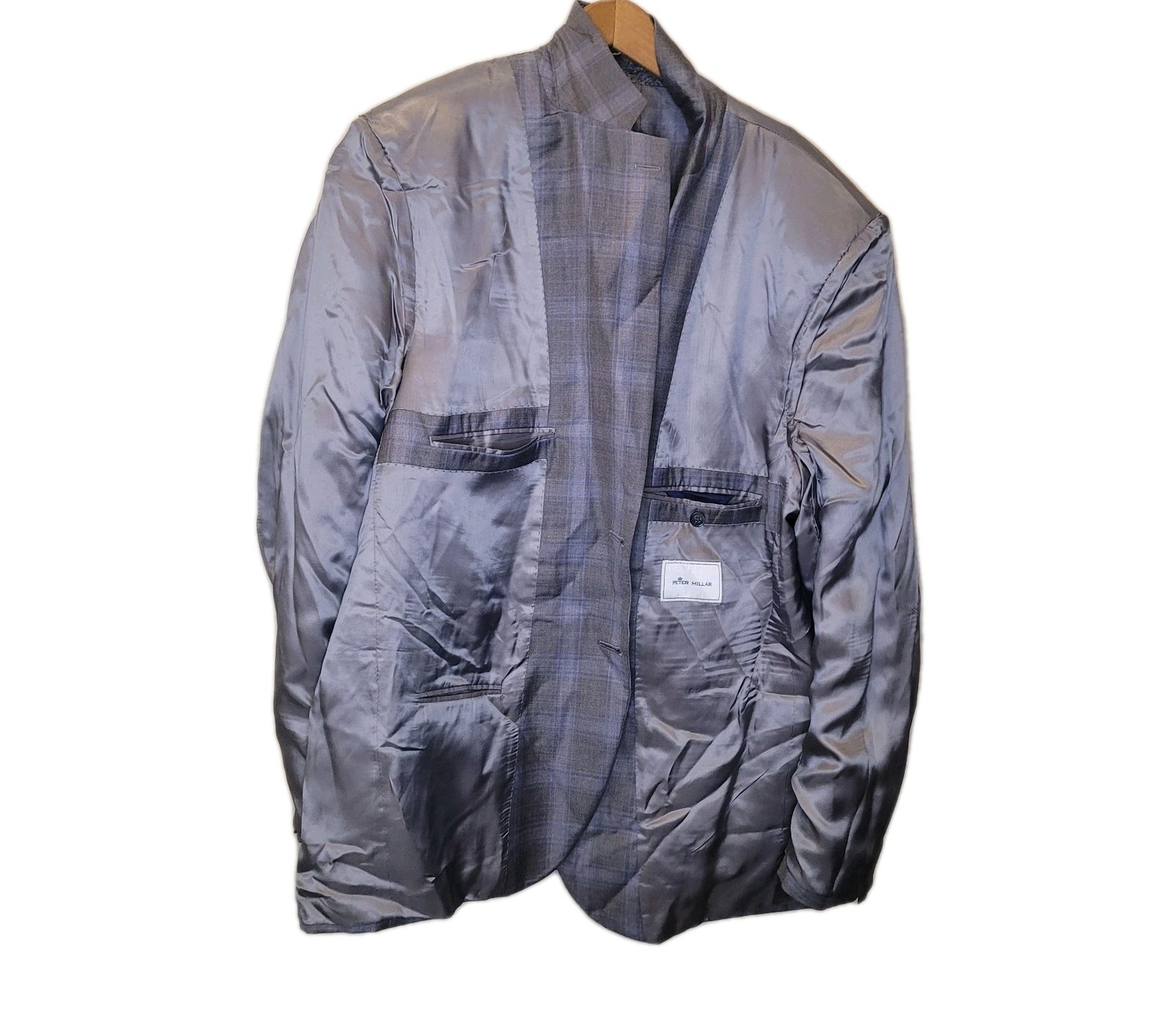 Peter Millar Wool Gray Windowpane Plaid Double Ve… - image 9