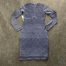 MARCIANO Henley Long-Sleeve Sweater Dress Women's Size 4 Blue Mood