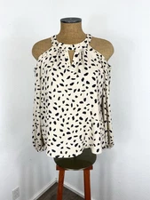 INC International Concepts MP Cold-Shoulder Studded Keyhole Neck Top Animal Prnt