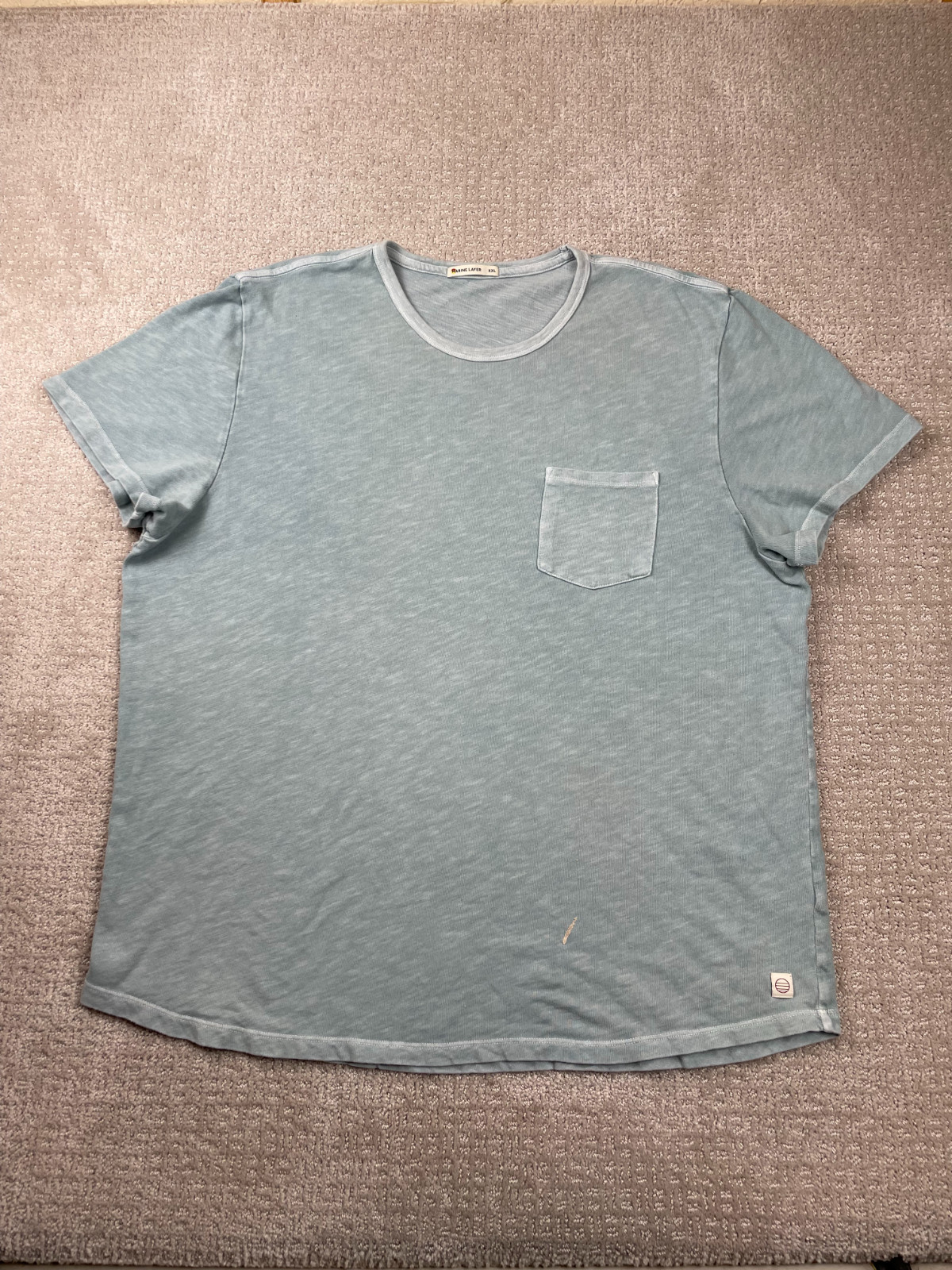 Marine Layer Shirt Mens 2XL Blue Lightweight Crewneck Short Sleeve Casual Preppy