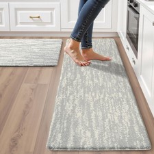 Kitchen Mats For Floor 2 PCS 17.3x28 Plus 17.3x47 Inch PVC Anti Fatigue Grey