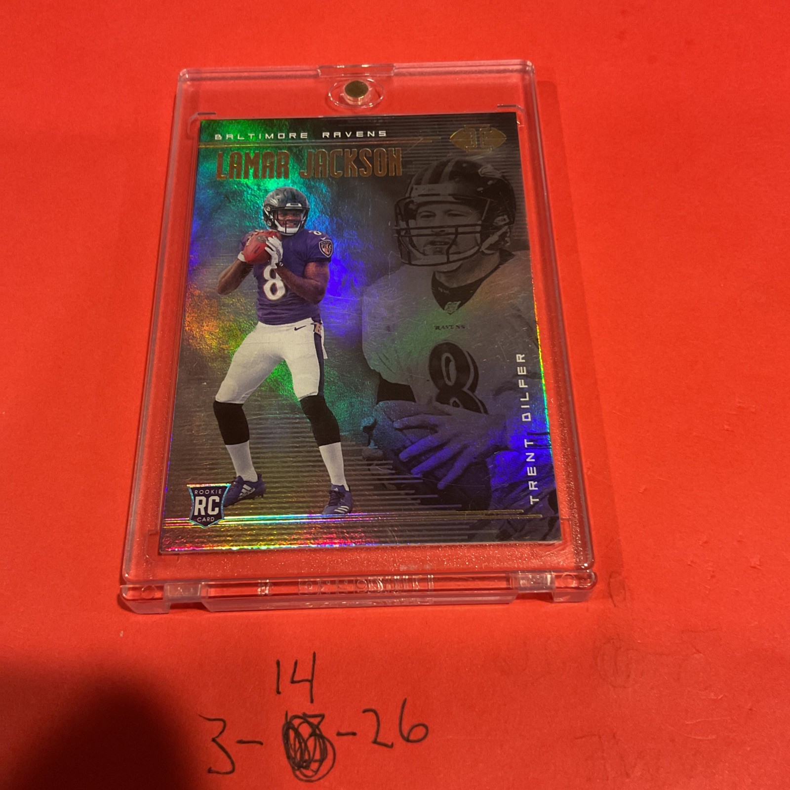 2018 Panini Illusions Lamar Jackson RC Rookie Trent Dilfer #25 Baltimore Ravens