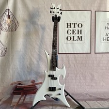 Special Shaped 4-String White Electric Bass Guitar Alphabet Inlay Chritsmas US