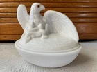 Vintage Westmoreland Milk Glass Eagle with Chicks on Nest Candy Dish - Mint